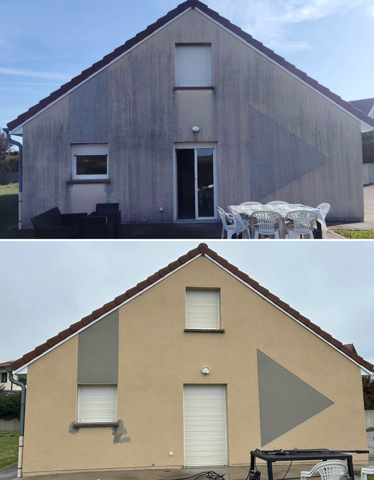 Façade avant et après nettoyage